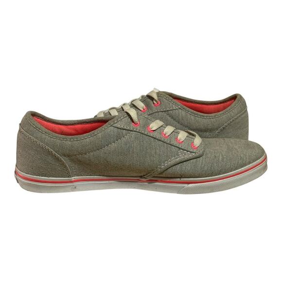 Vans Atwood Low Gray Canvas Sneakers Women's Size 10 Neon Pink Accent Skate Shoe - Picture 6 of 7